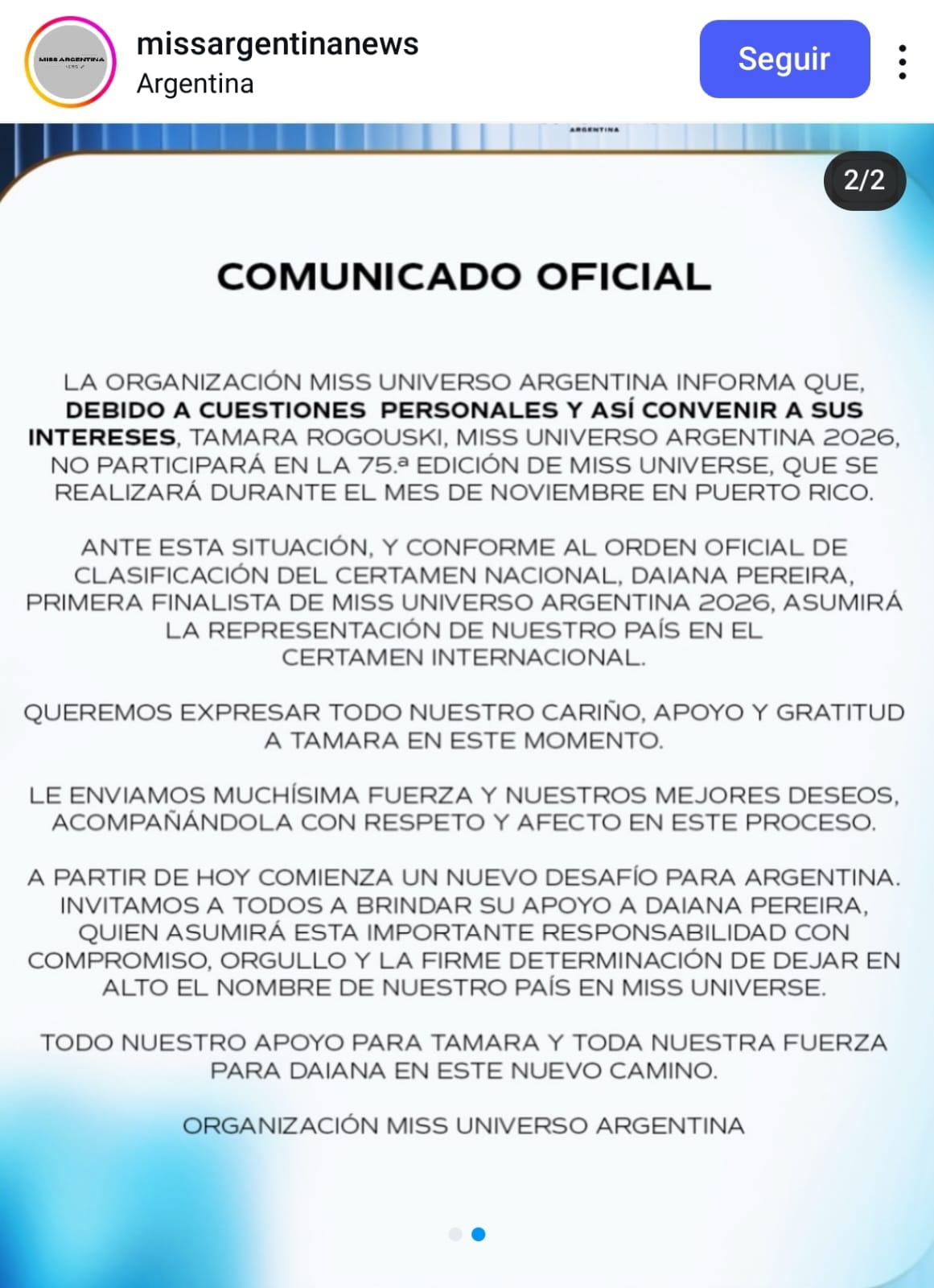 La misionera Tamara Rogouski renunció al título de Miss Universo Argentina 2